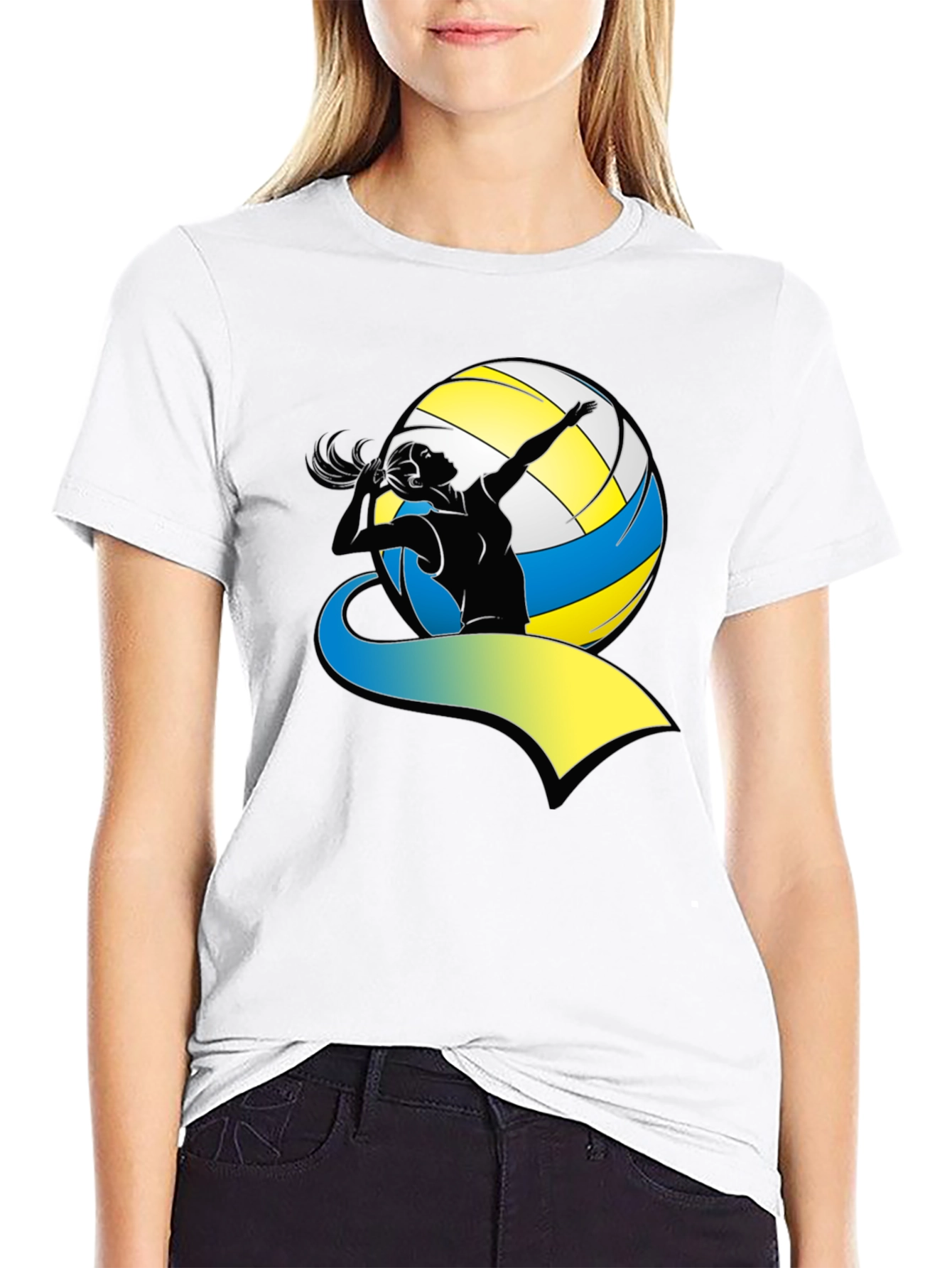 Volleyball Player Graphic Tee - Black