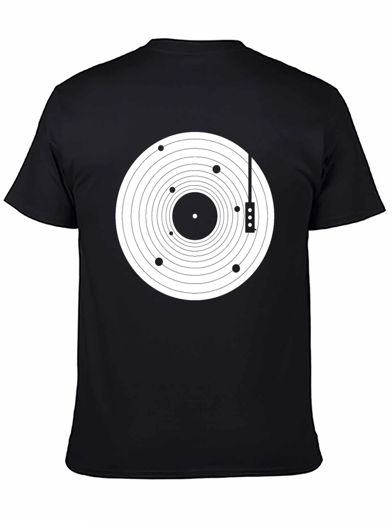 Geometric Record Player T-Shirt - Black