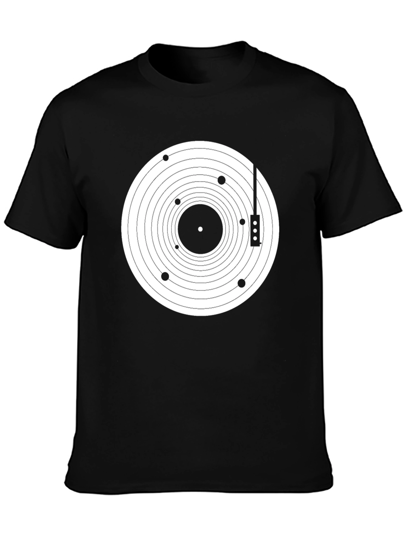 Geometric Record Player T-Shirt - Black