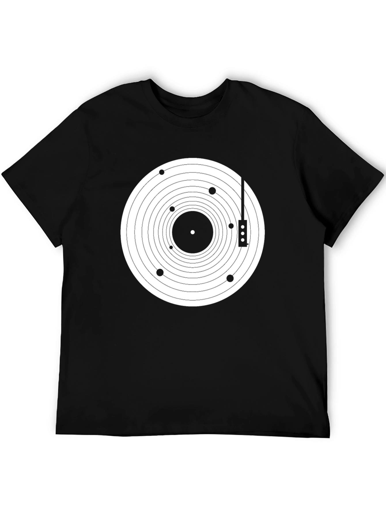 Geometric Record Player T-Shirt - Black