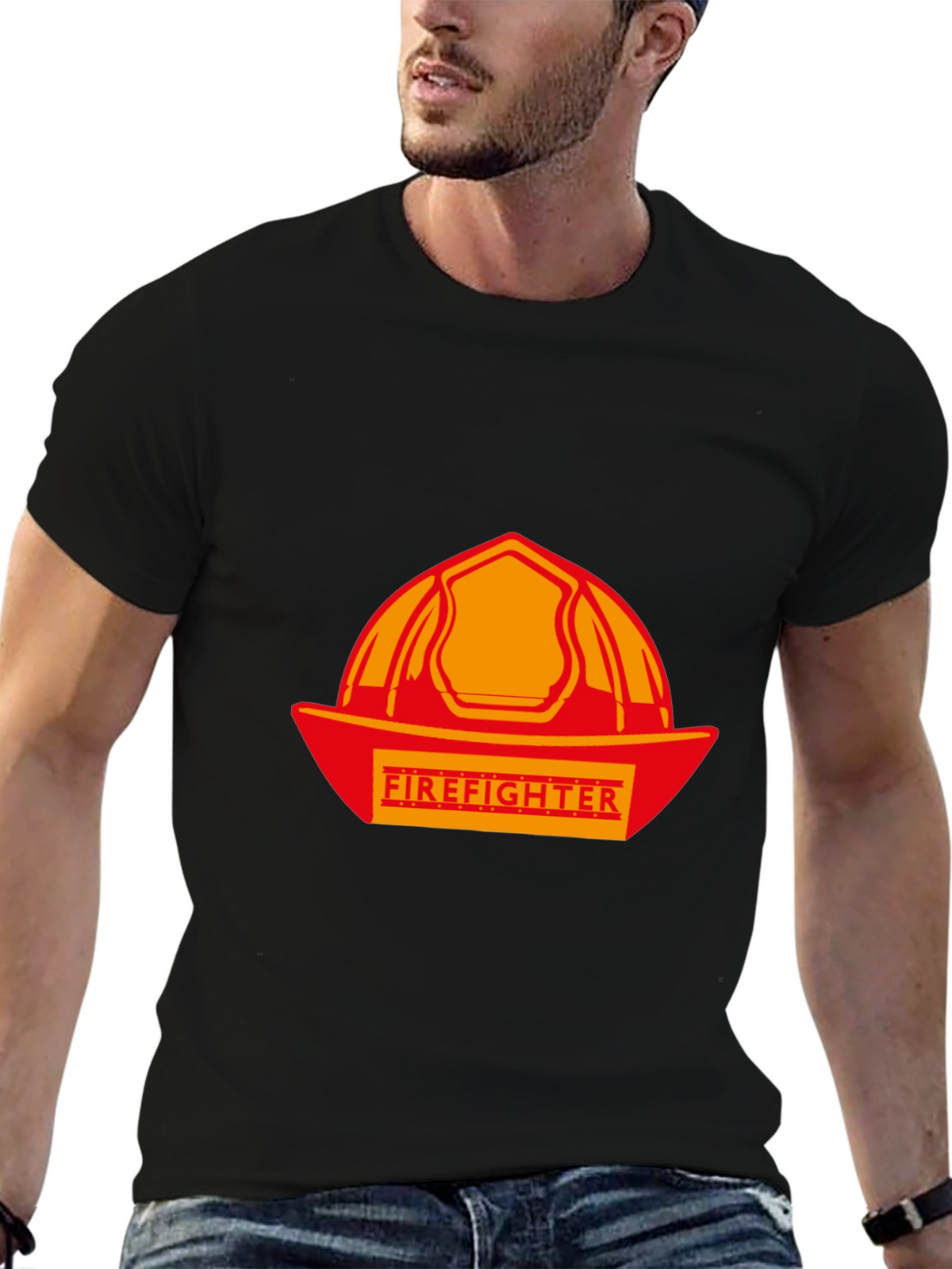 Firefighter Helmet T-Shirt - Black Graphic Tee