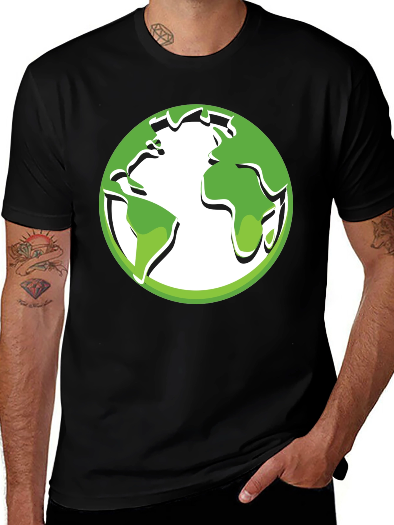 Eco-Friendly Earth Graphic Tee - Black