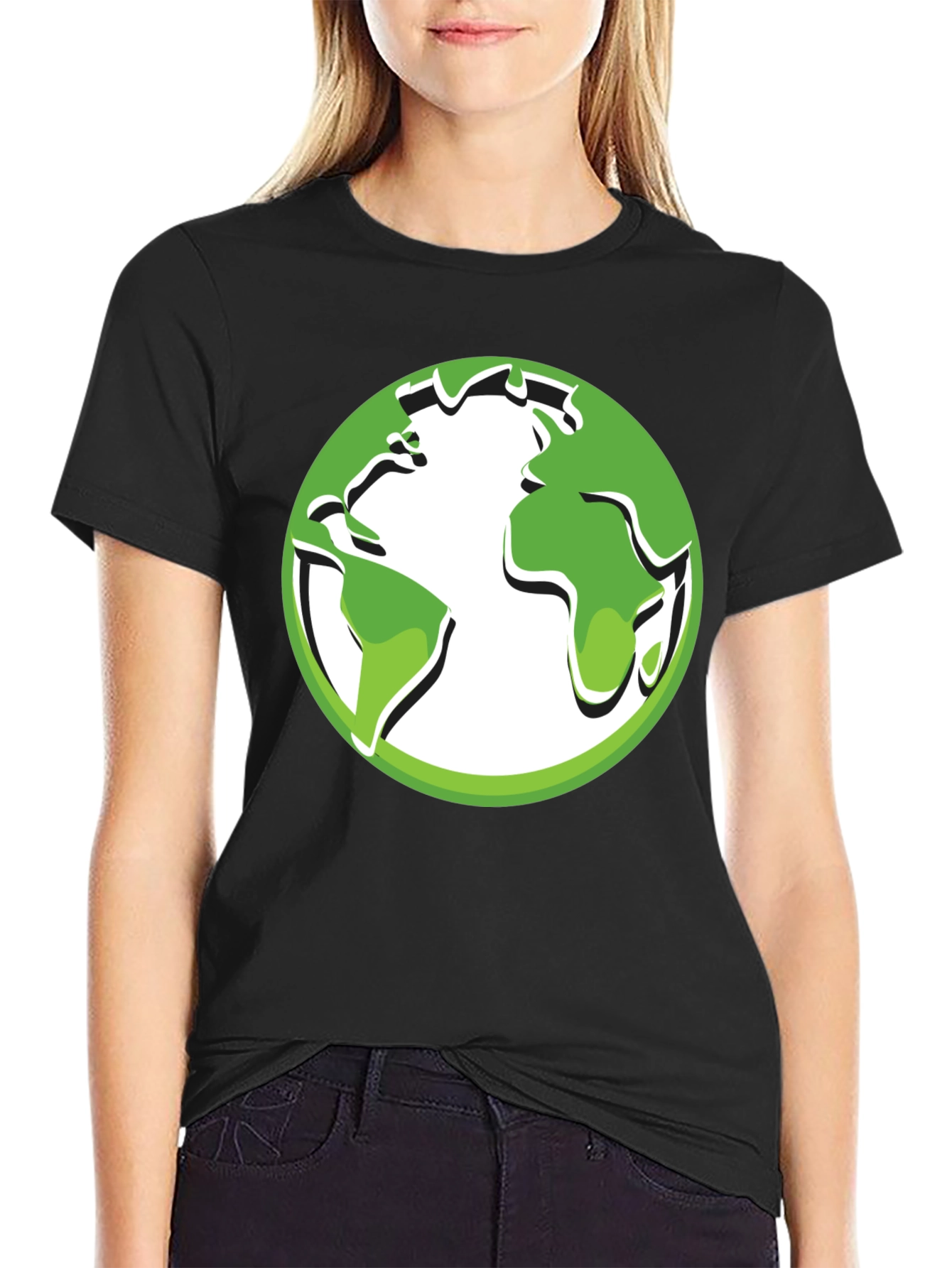 Eco-Friendly Earth Graphic Tee - Black