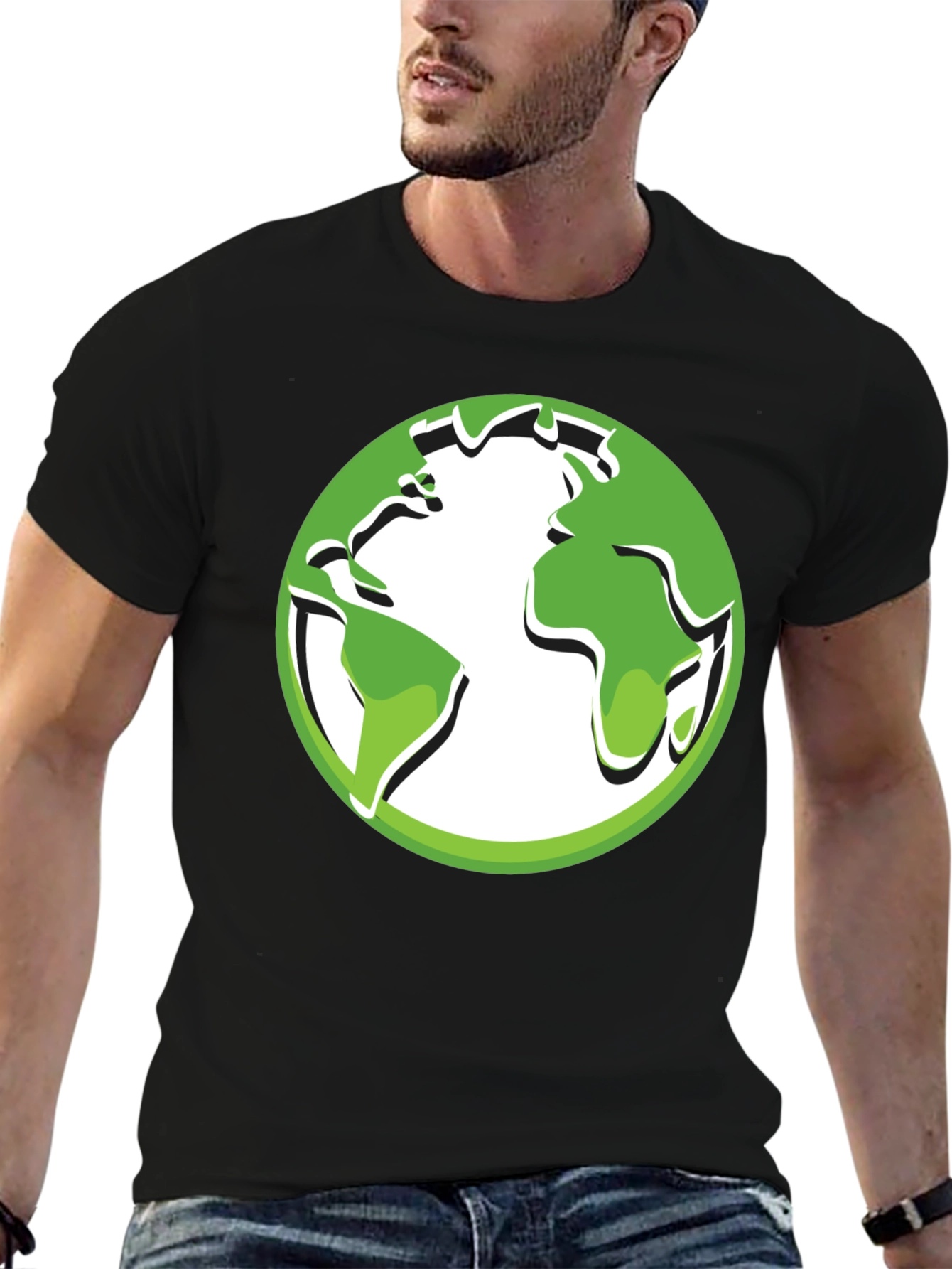 Eco-Friendly Earth Graphic Tee - Black