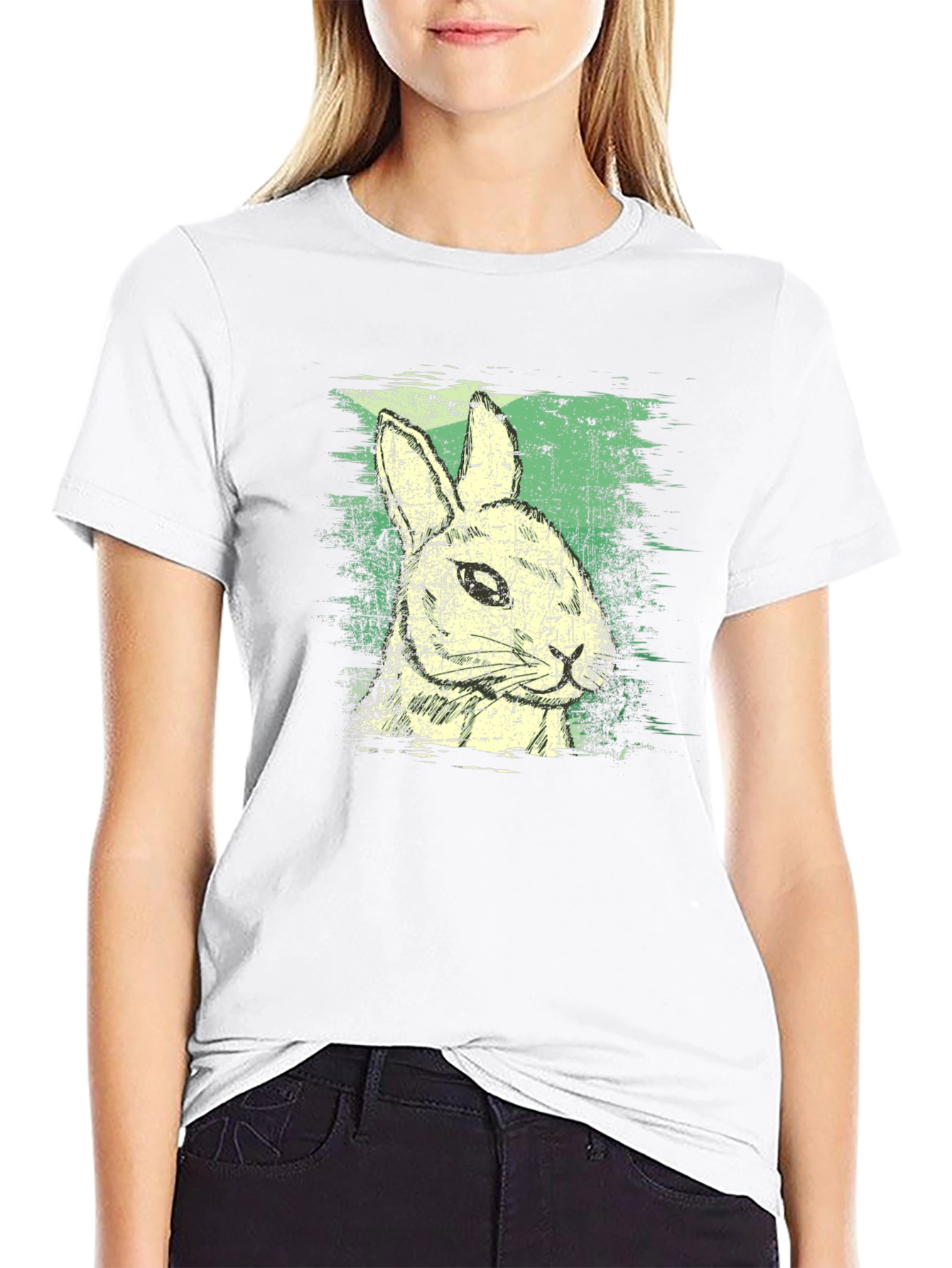 Rabbit Graphic Print Crew Neck Tee