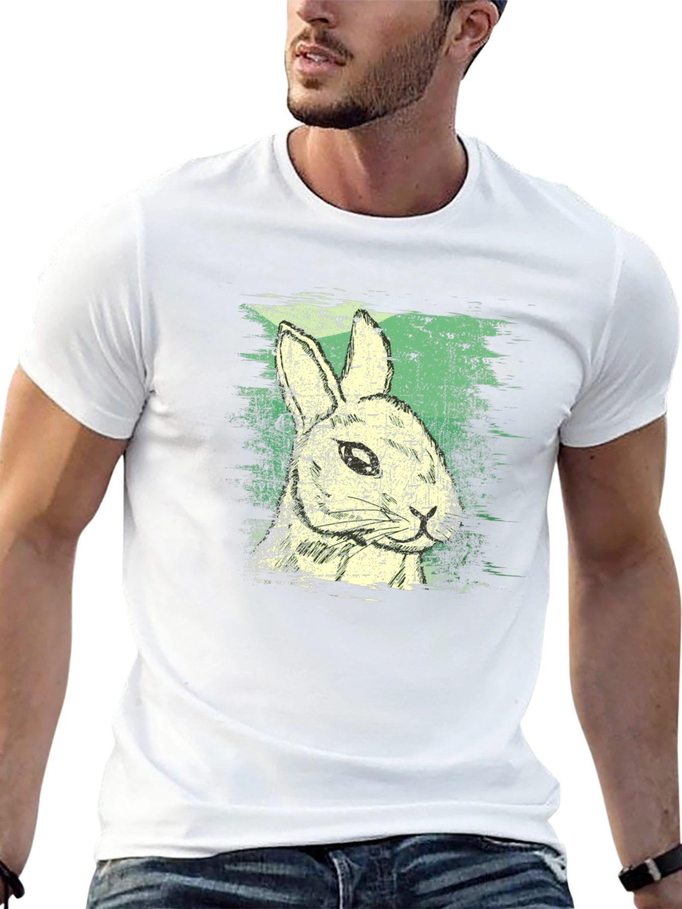 Rabbit Graphic Print Crew Neck Tee