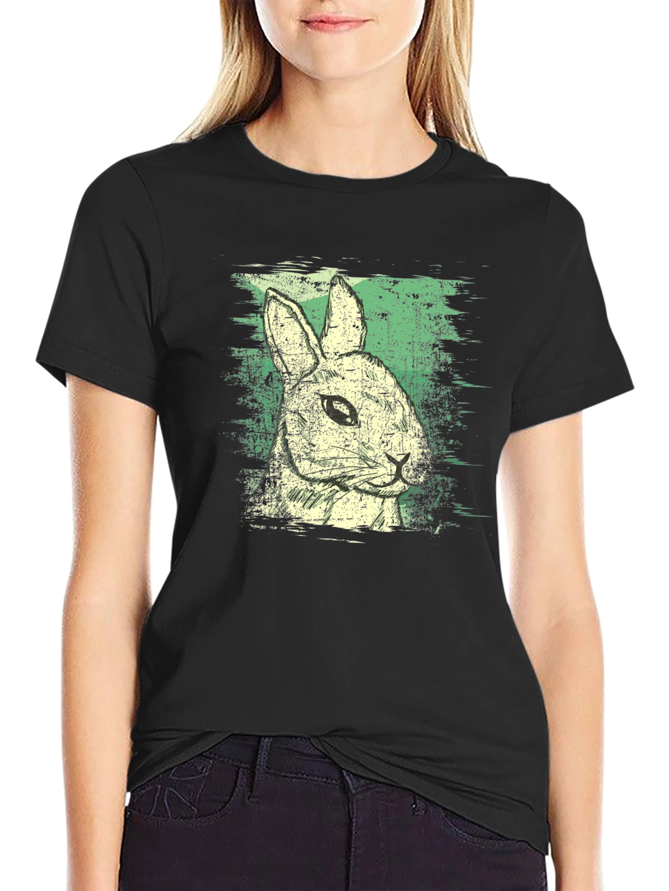 Rabbit Graphic Print Crew Neck Tee