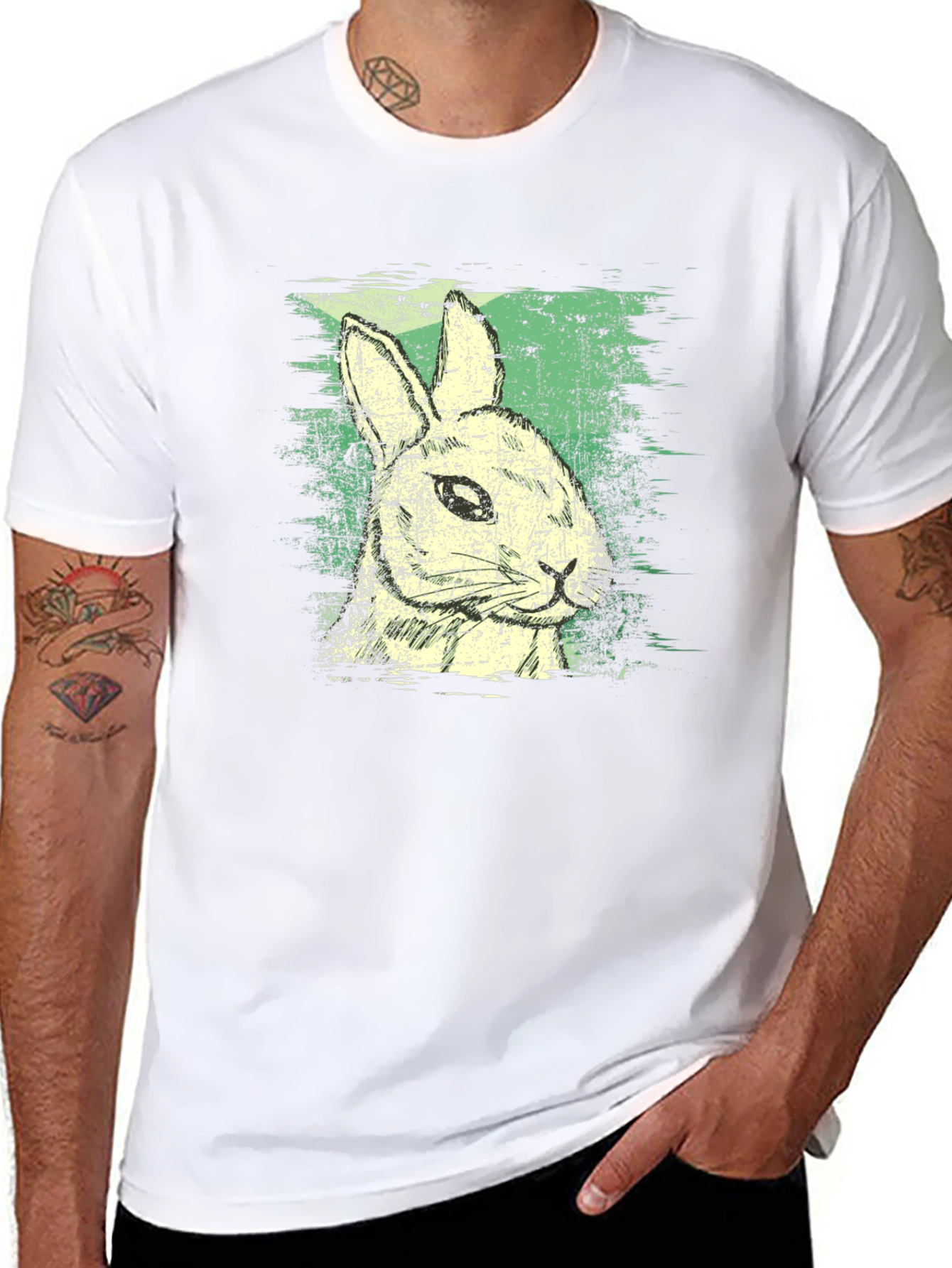 Rabbit Graphic Print Crew Neck Tee