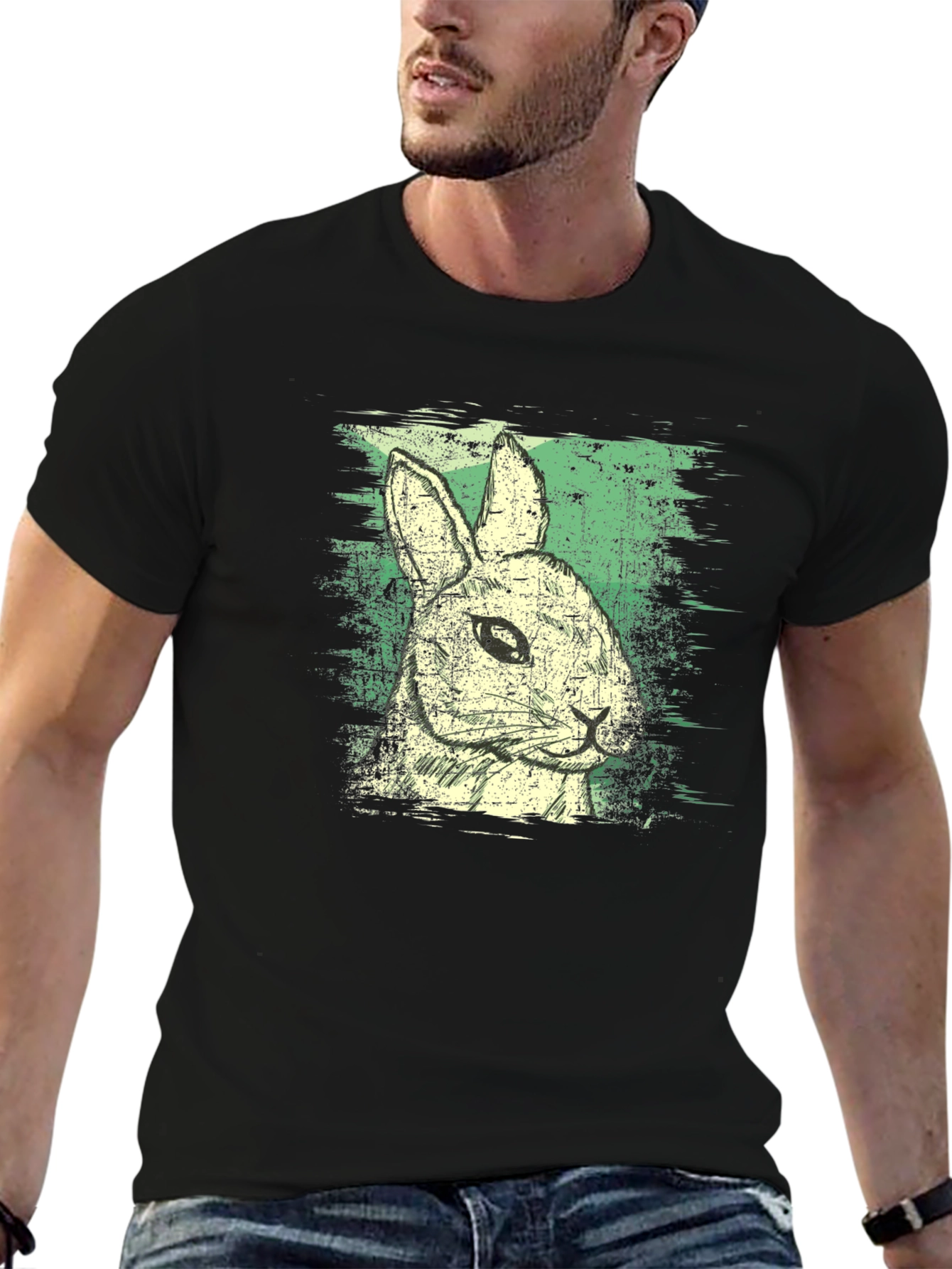 Rabbit Graphic Print Crew Neck Tee