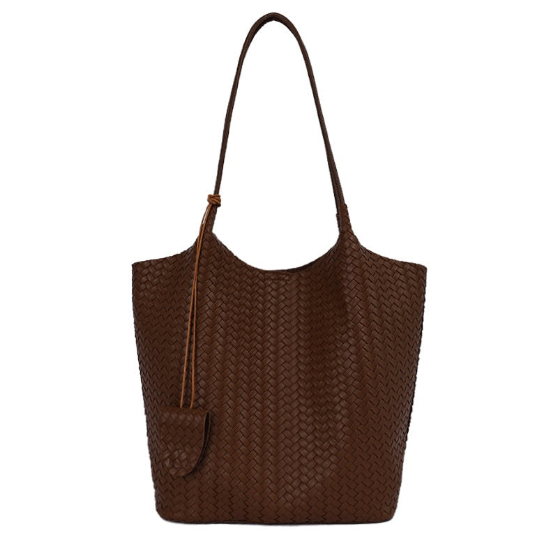 Stylish Large Capacity Woven Texture Tote Bag for Versatile Fashion