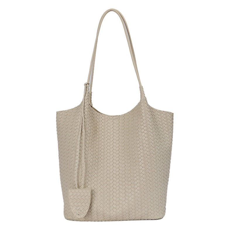 Stylish Large Capacity Woven Texture Tote Bag for Versatile Fashion