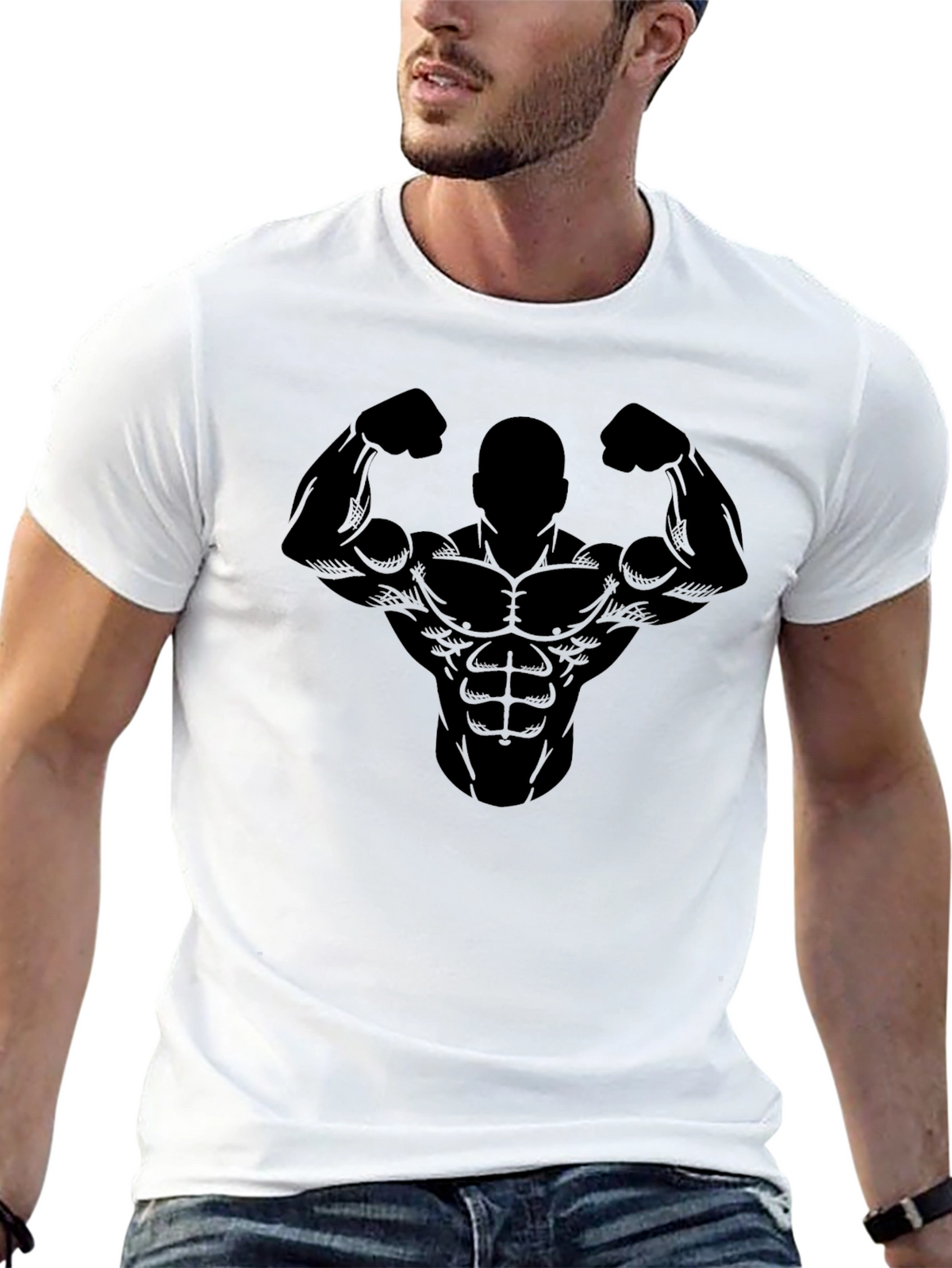 Muscle Silhouette Mens Black T-Shirt