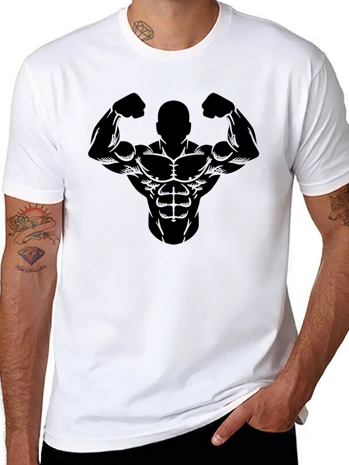 Muscle Silhouette Mens Black T-Shirt
