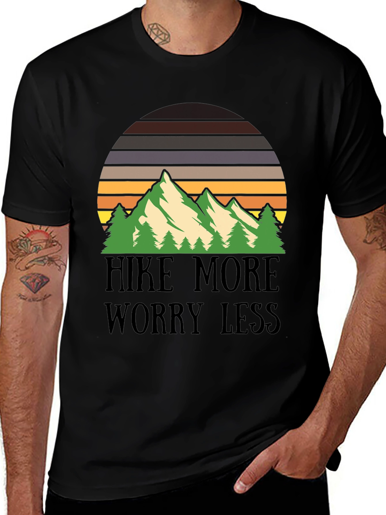 Hike More Worry Less Mountain Graphic Tee