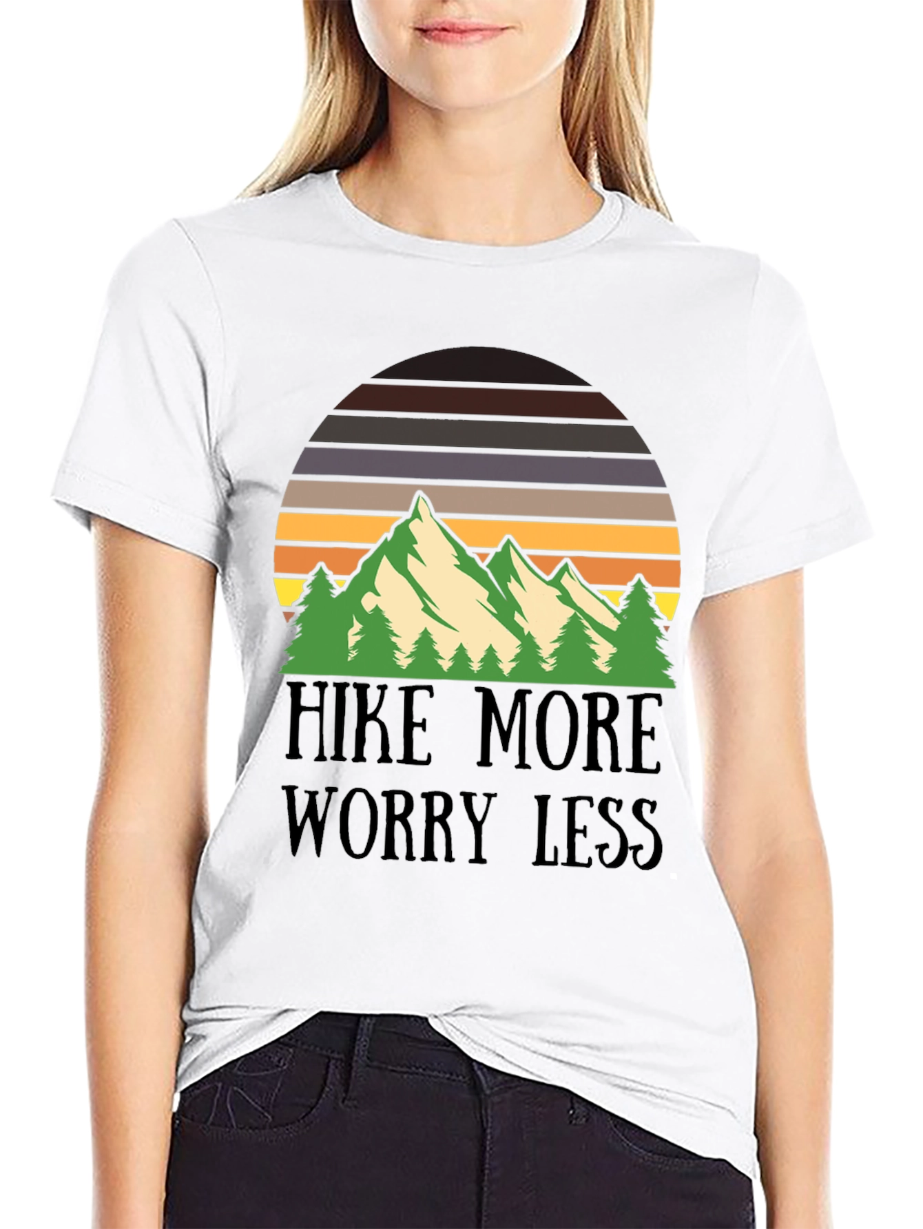 Hike More Worry Less Mountain Graphic Tee
