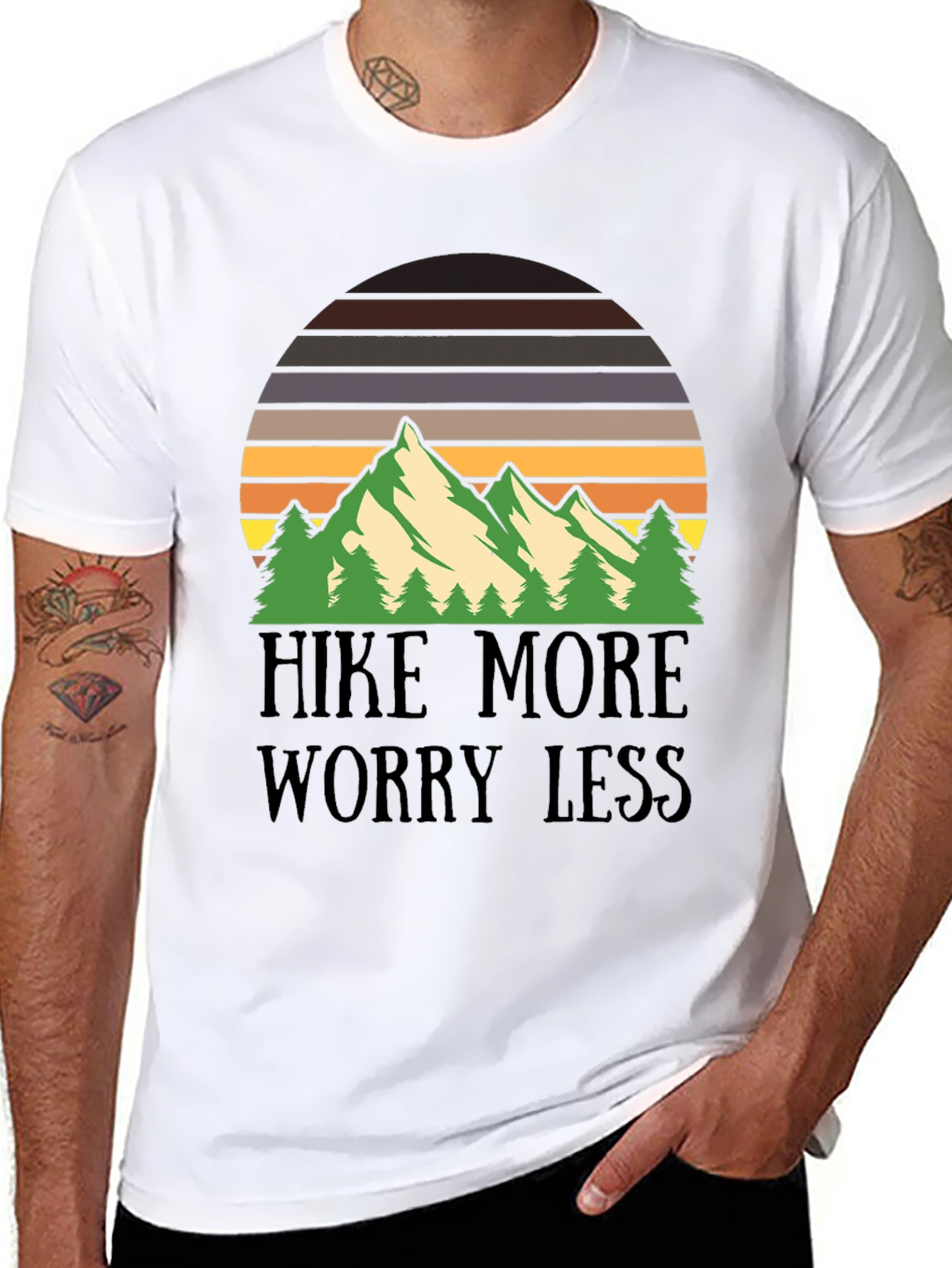 Hike More Worry Less Mountain Graphic Tee