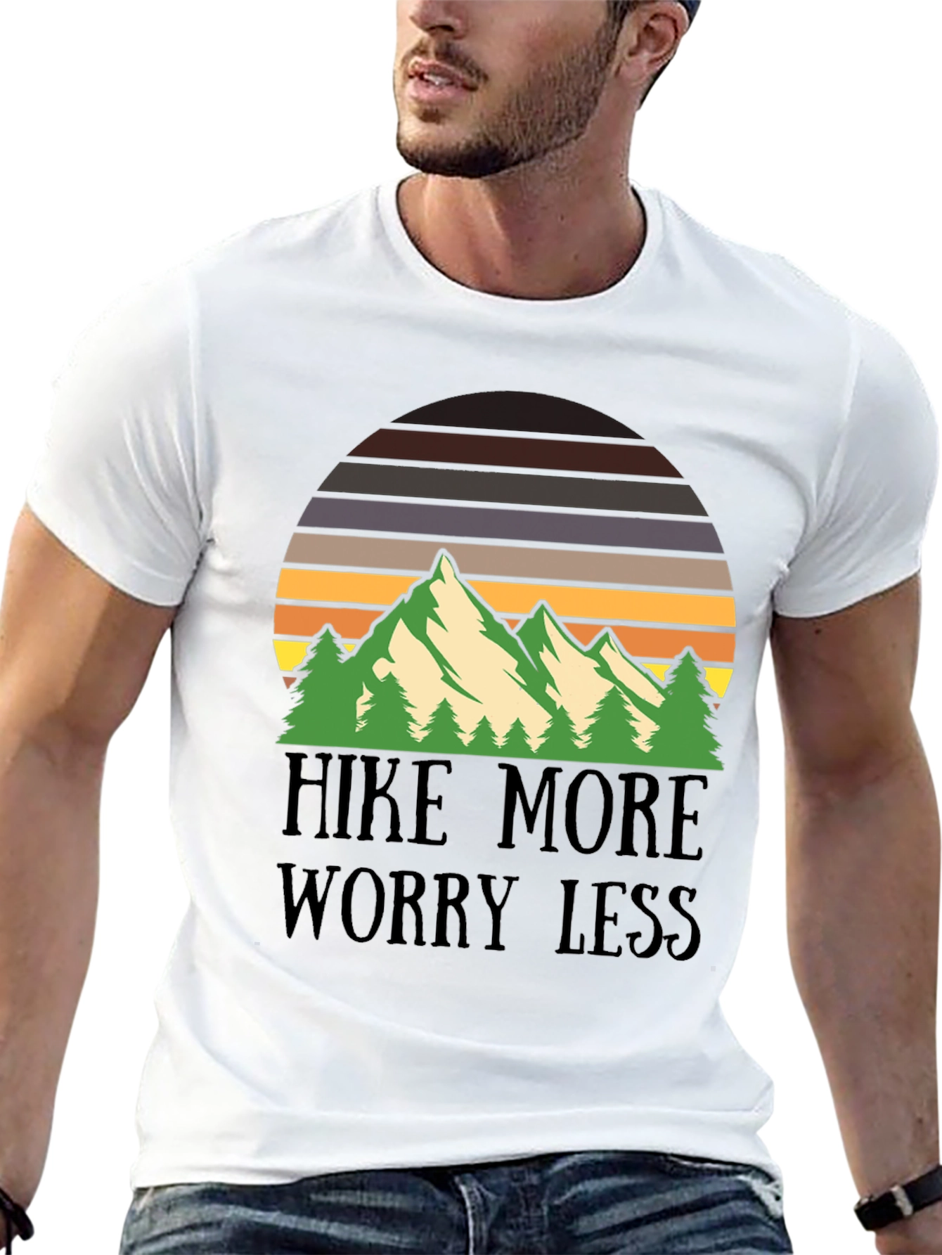 Hike More Worry Less Mountain Graphic Tee