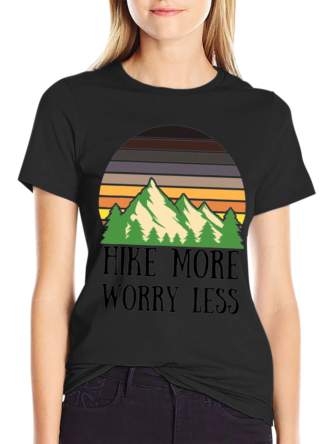 Hike More Worry Less Mountain Graphic Tee