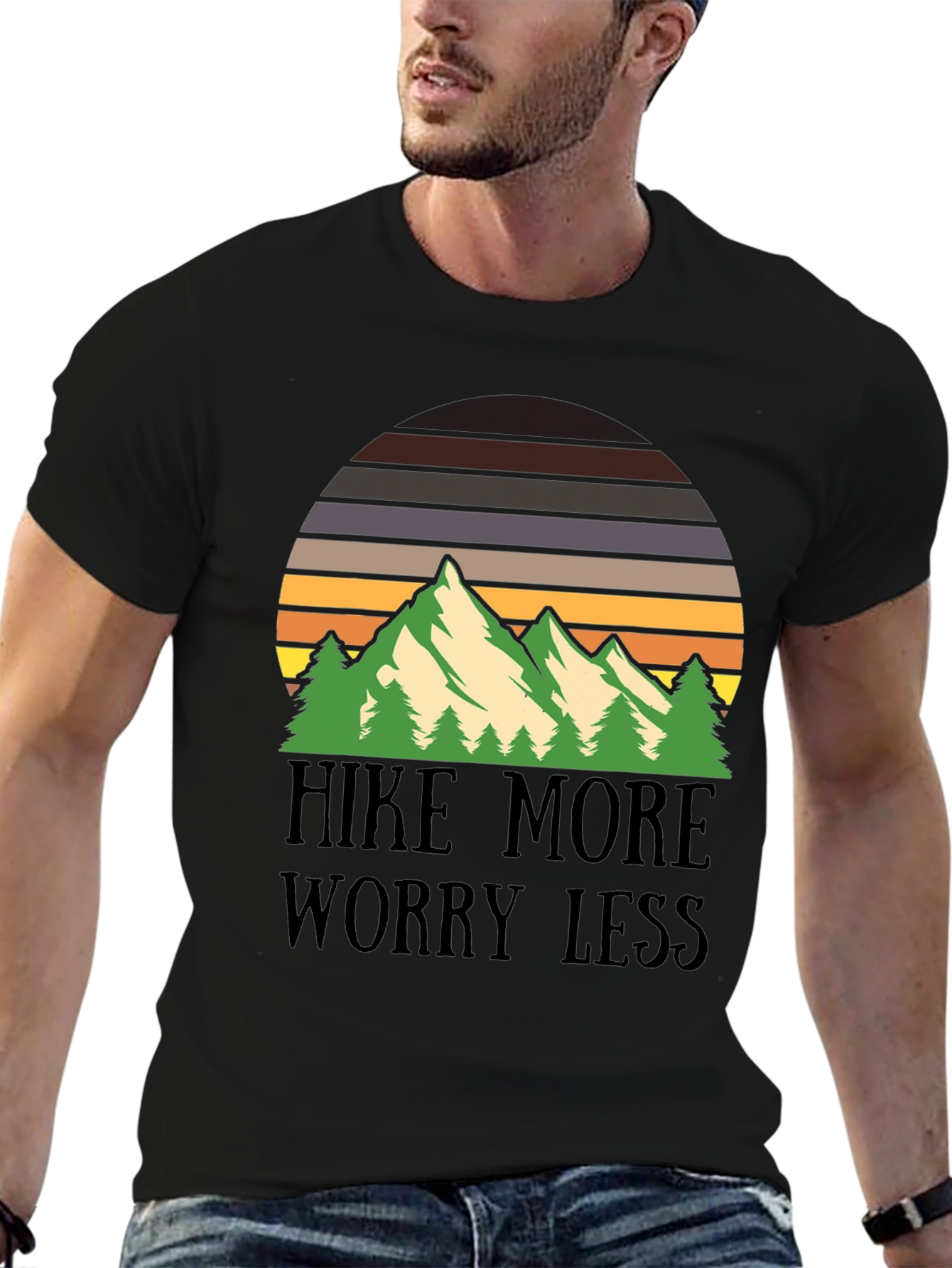 Hike More Worry Less Mountain Graphic Tee
