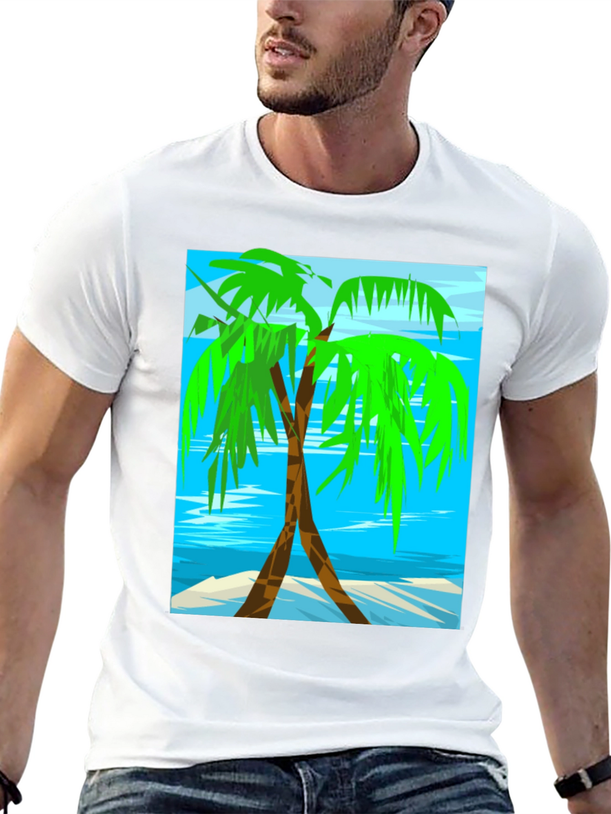 Palm Tree Graphic Tee - Tropical Beach Design