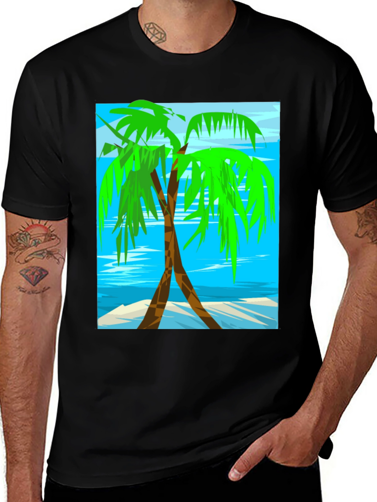 Palm Tree Graphic Tee - Tropical Beach Design