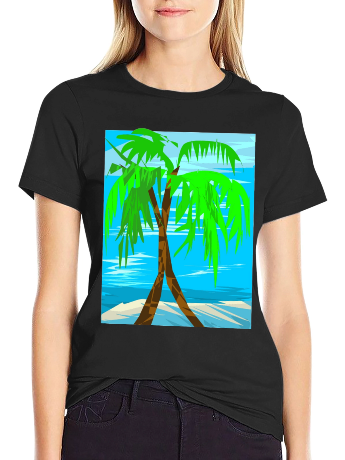 Palm Tree Graphic Tee - Tropical Beach Design