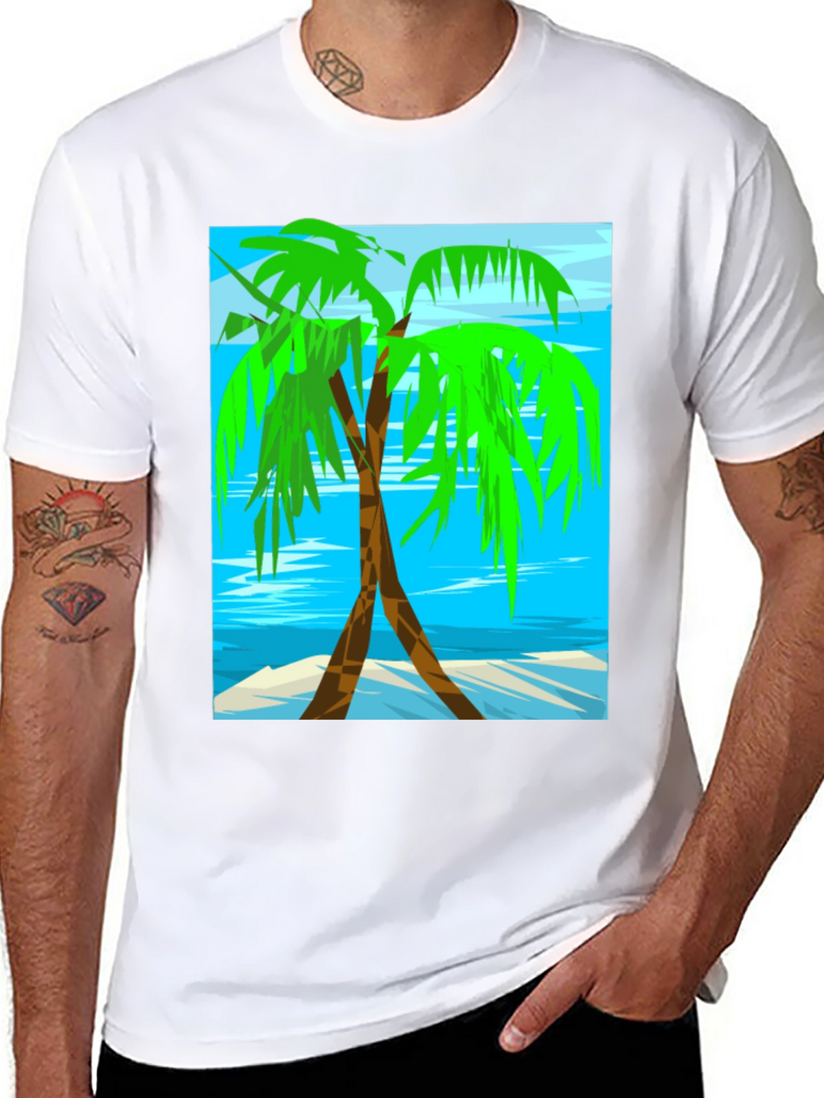 Palm Tree Graphic Tee - Tropical Beach Design