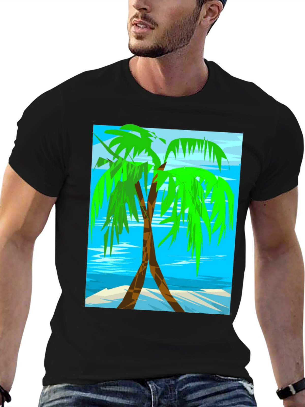 Palm Tree Graphic Tee - Tropical Beach Design