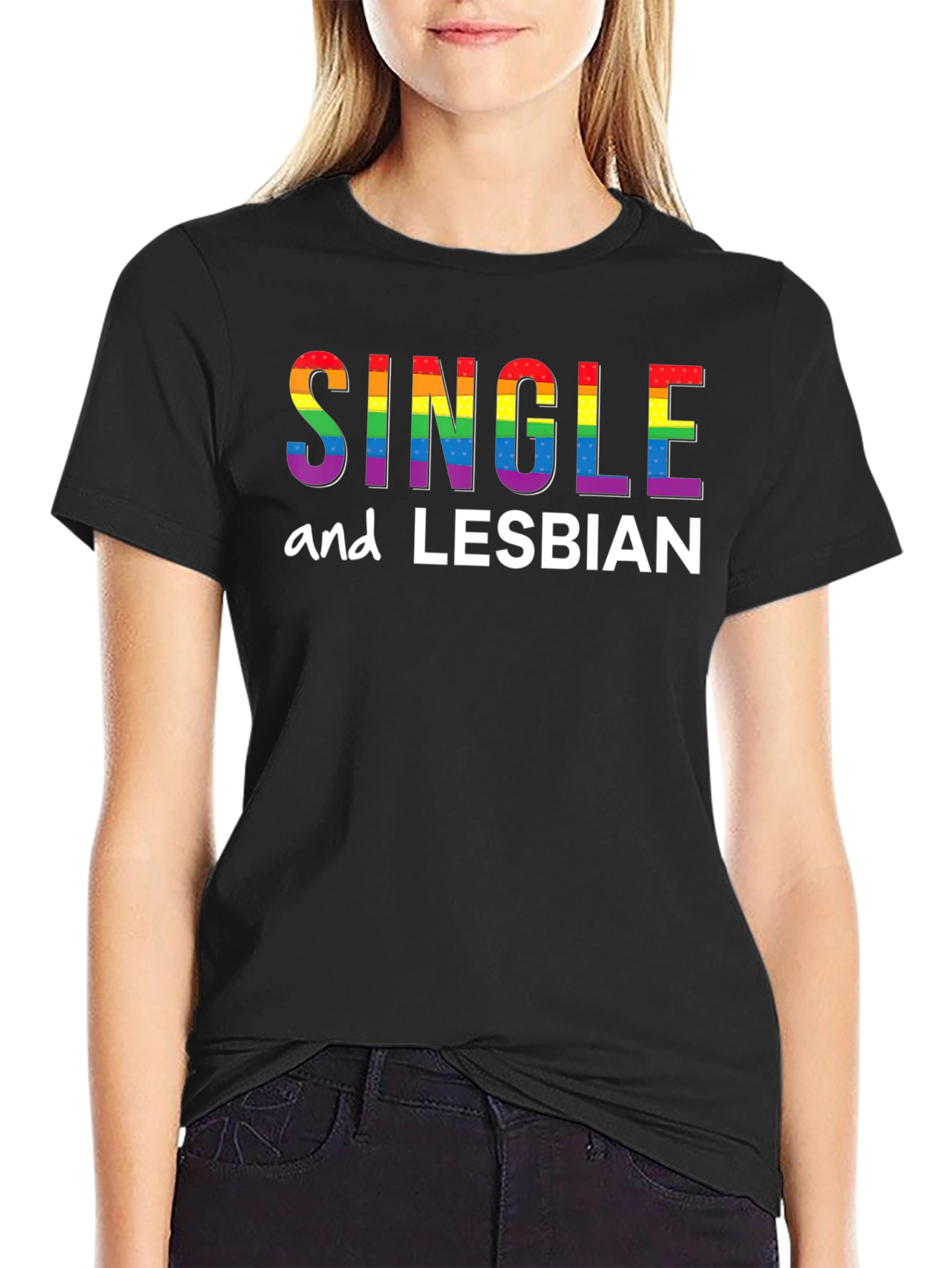 Single and Lesbian Pride T-Shirt - Black LGBTQ Tee