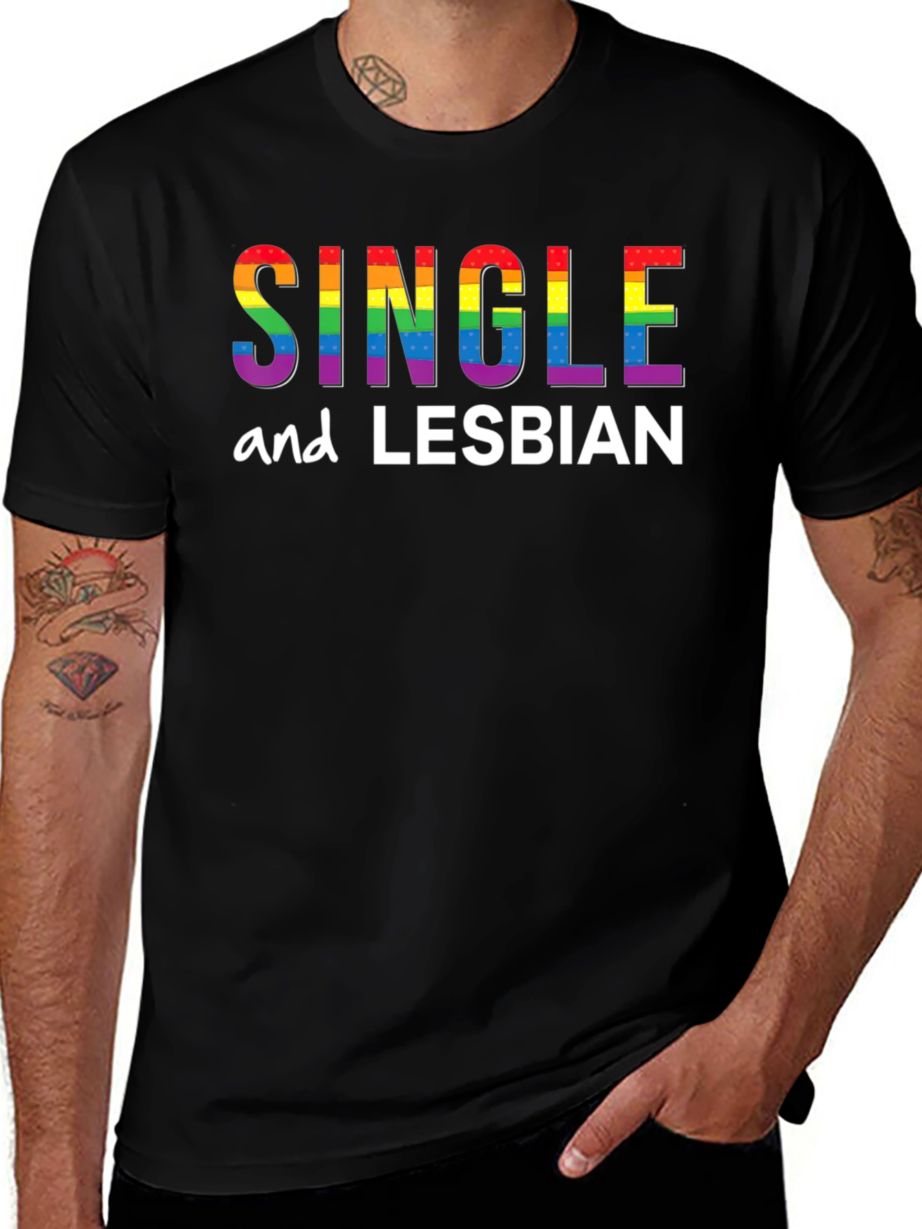 Single and Lesbian Pride T-Shirt - Black LGBTQ Tee