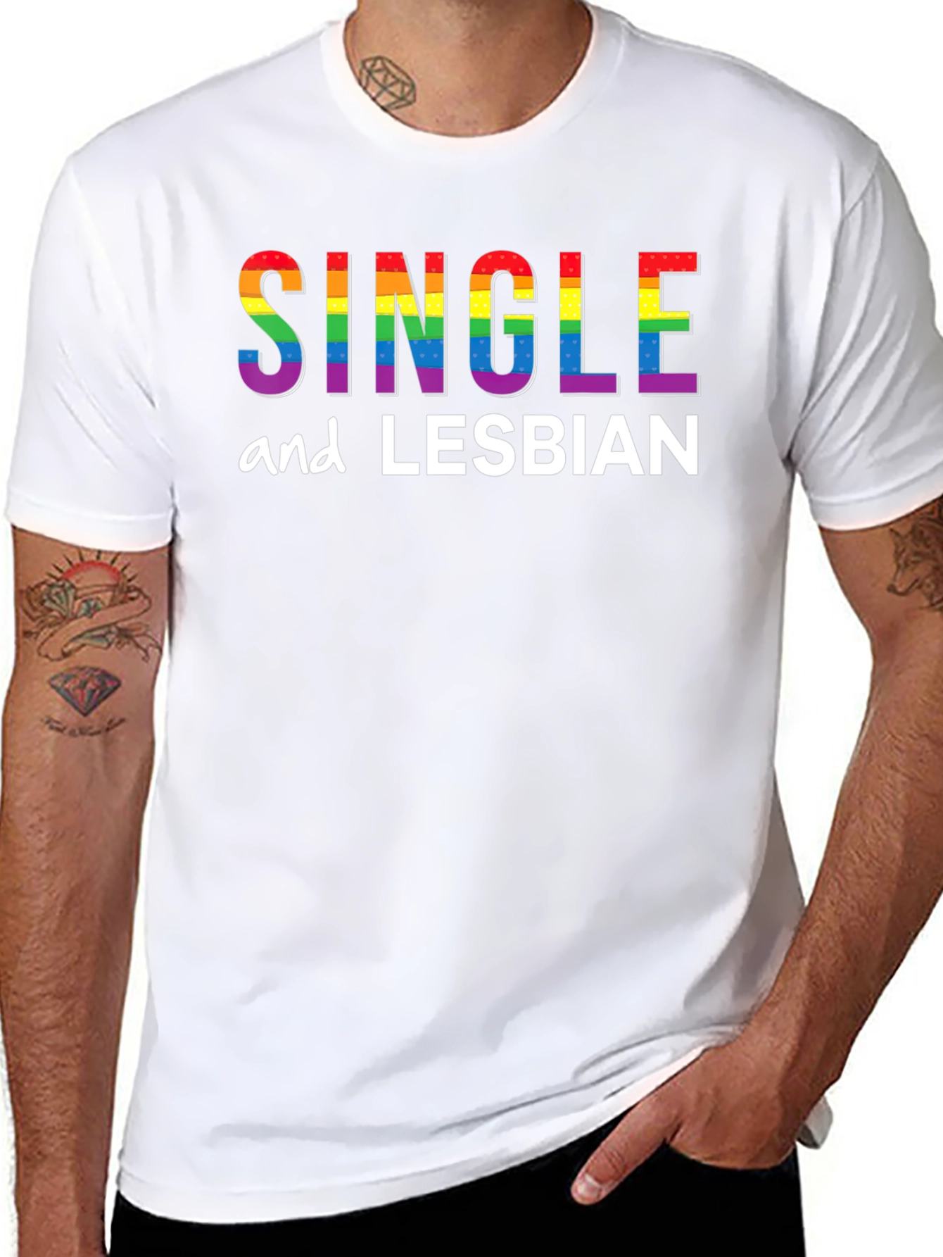 Single and Lesbian Pride T-Shirt - Black LGBTQ Tee