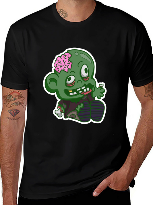 Zombie Cartoon Graphic T-Shirt - Black