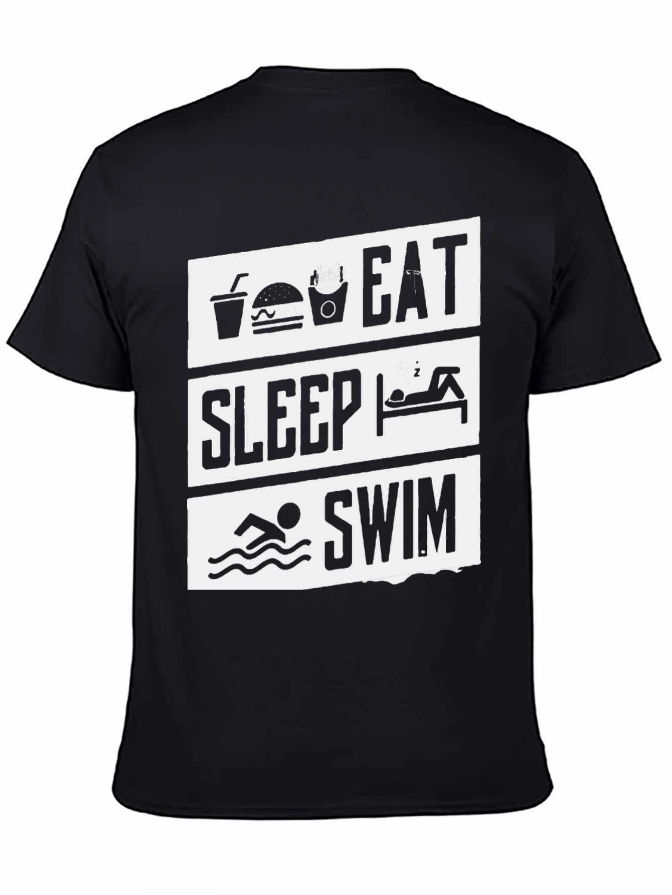 Eat Sleep Swim Graphic Tee - Black Cotton T-Shirt