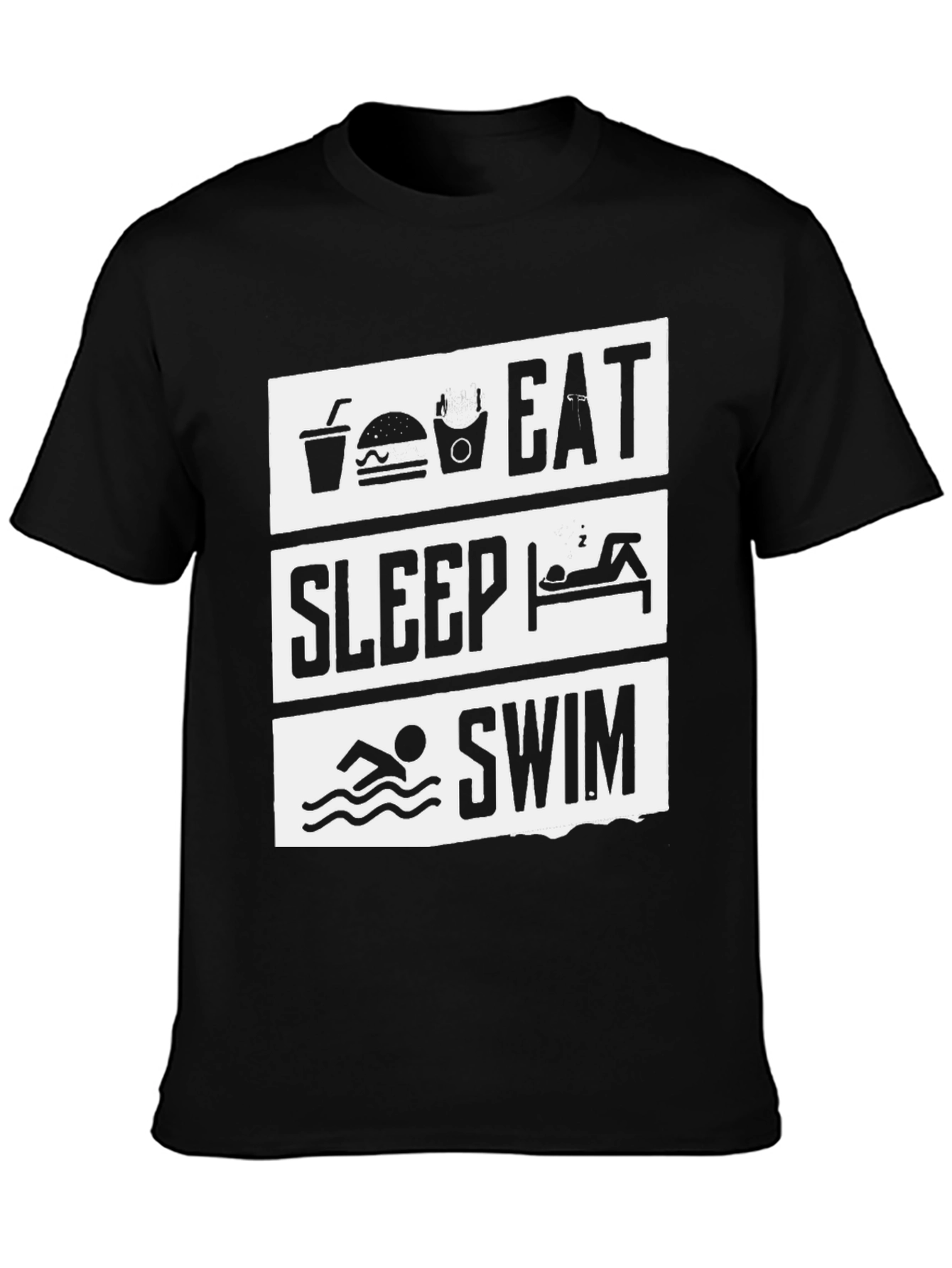 Eat Sleep Swim Graphic Tee - Black Cotton T-Shirt