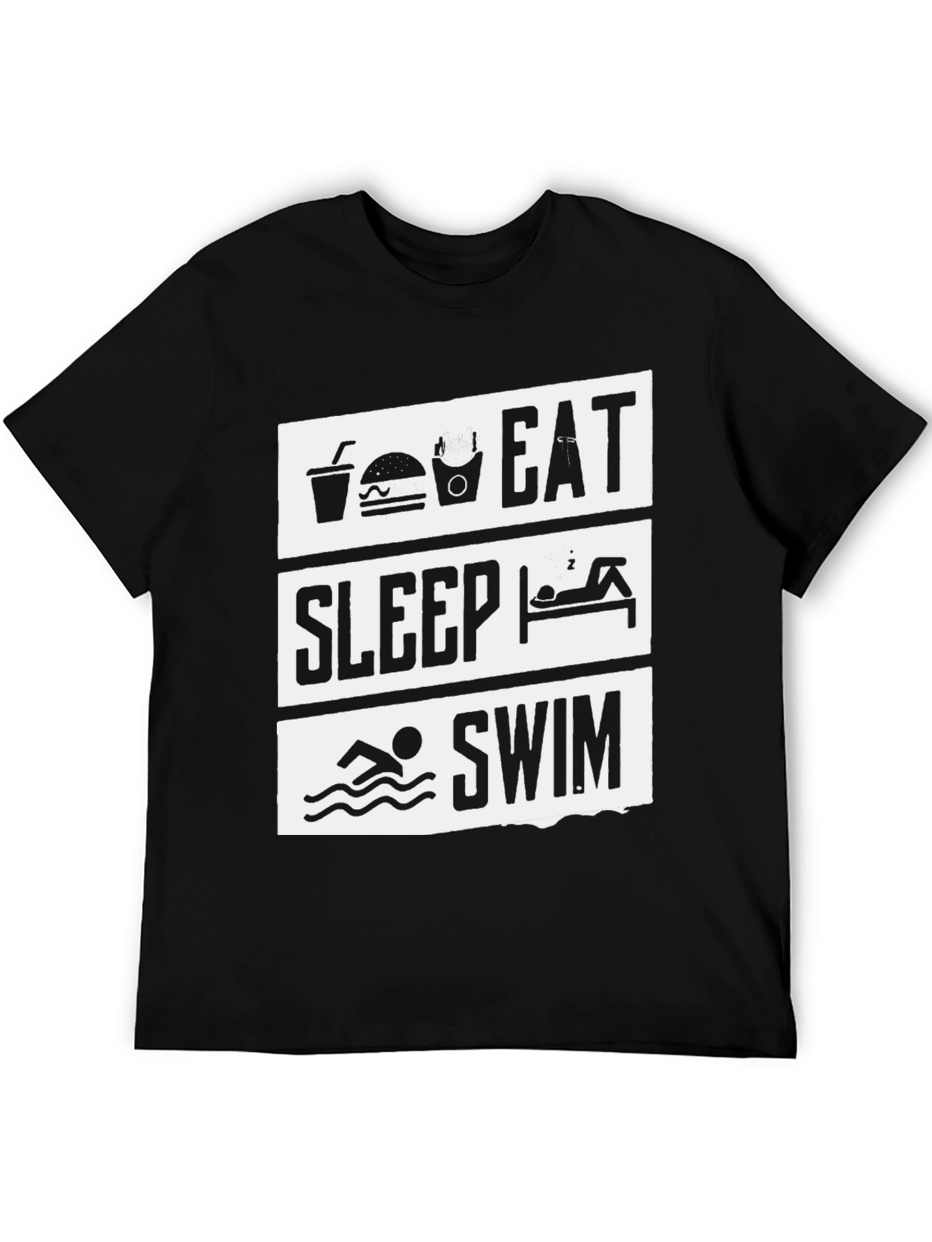 Eat Sleep Swim Graphic Tee - Black Cotton T-Shirt