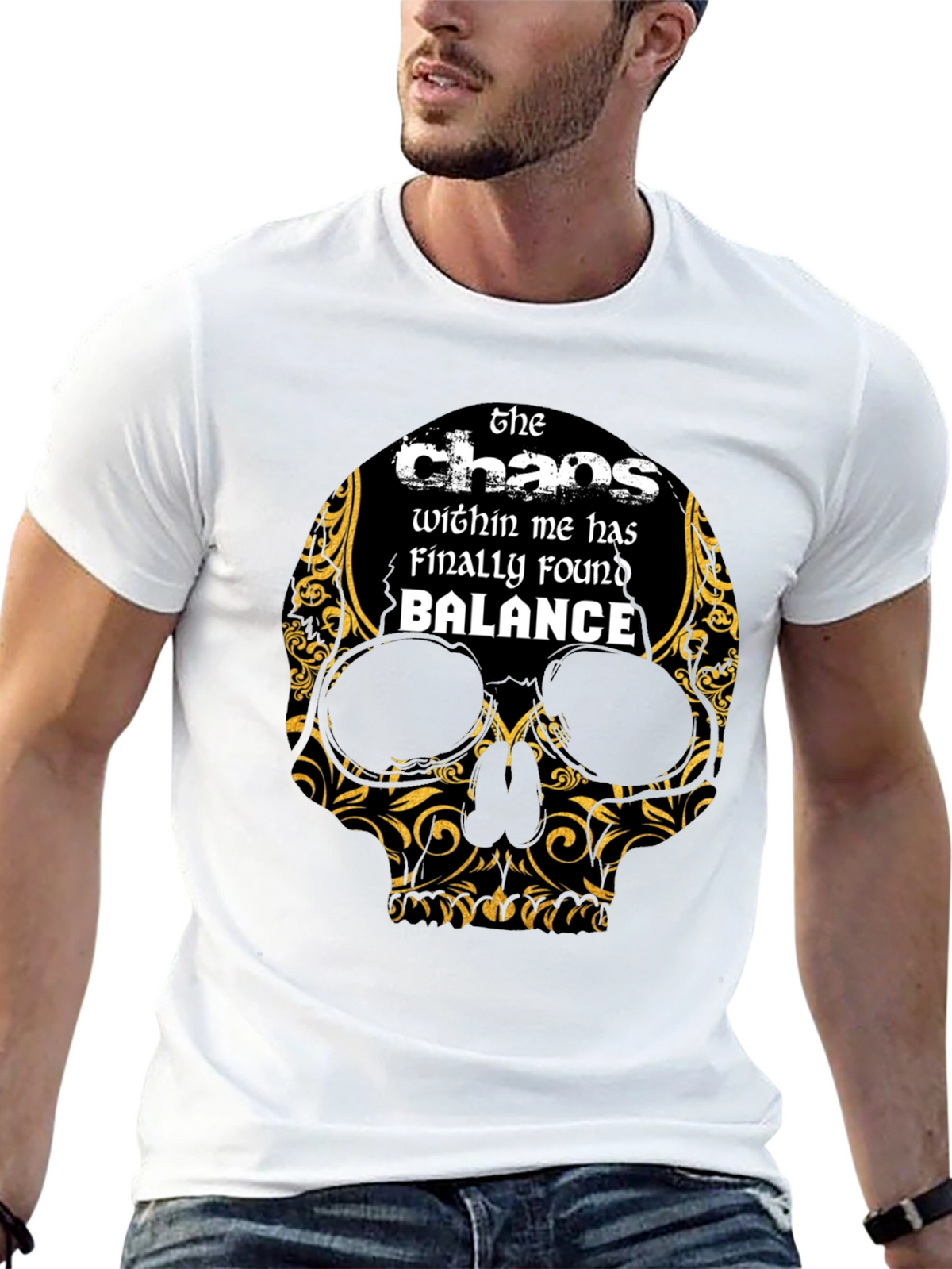 Chaos Within Me Skull Graphic T-Shirt