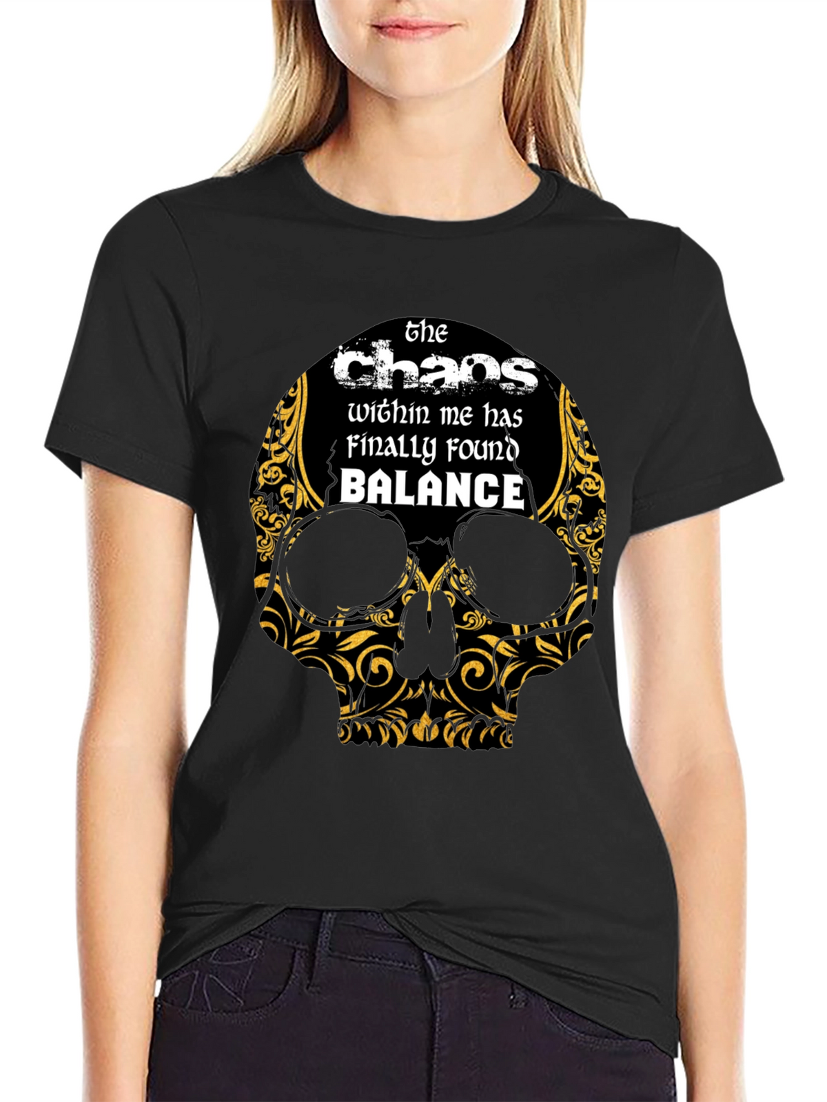 Chaos Within Me Skull Graphic T-Shirt