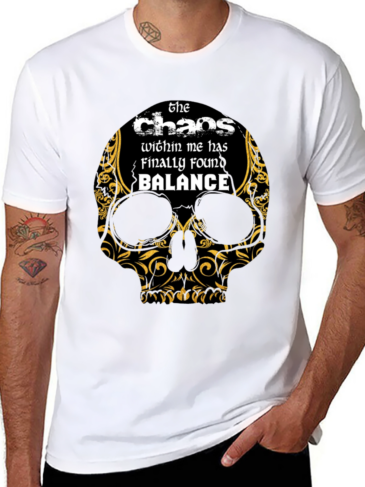 Chaos Within Me Skull Graphic T-Shirt