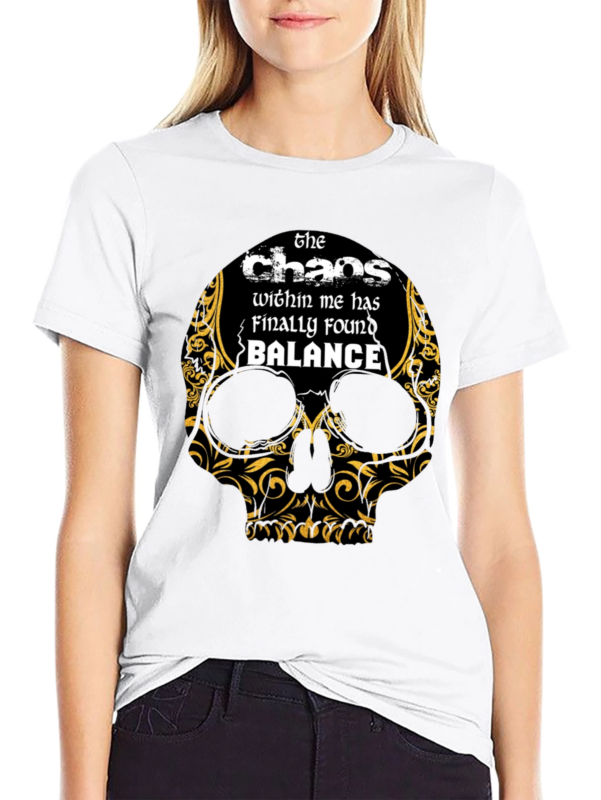 Chaos Within Me Skull Graphic T-Shirt
