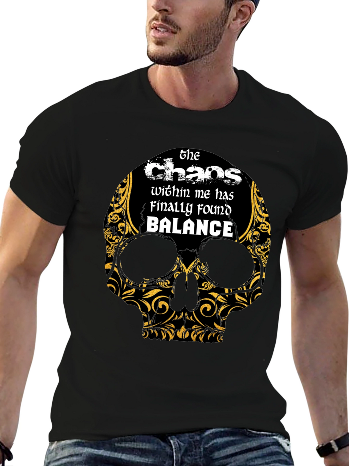 Chaos Within Me Skull Graphic T-Shirt
