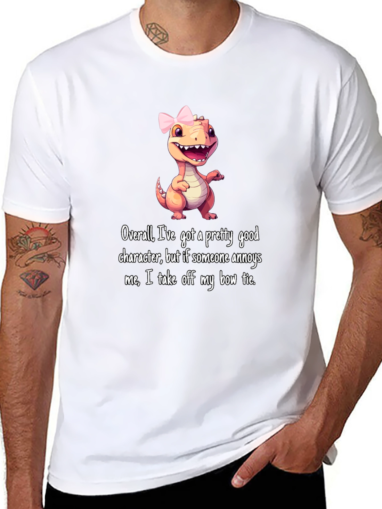 Dino Bow Tie T-Shirt: Good Character But...