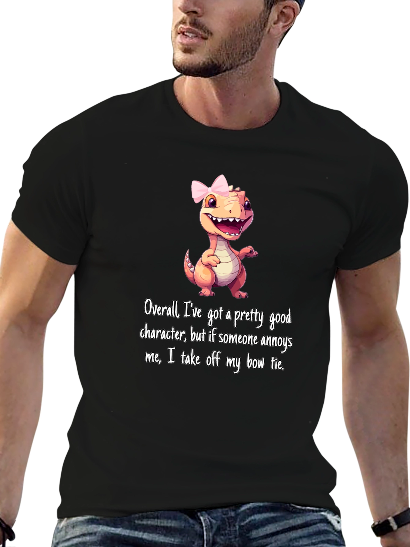 Dino Bow Tie T-Shirt: Good Character But...