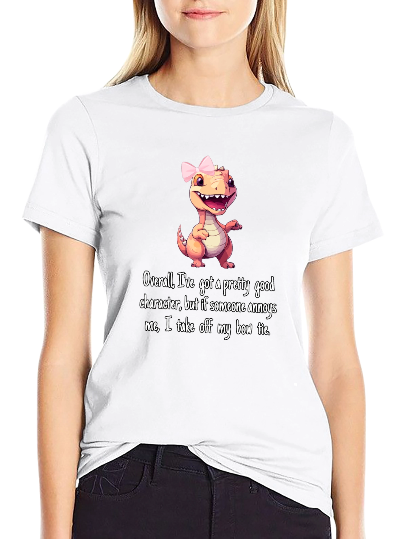 Dino Bow Tie T-Shirt: Good Character But...