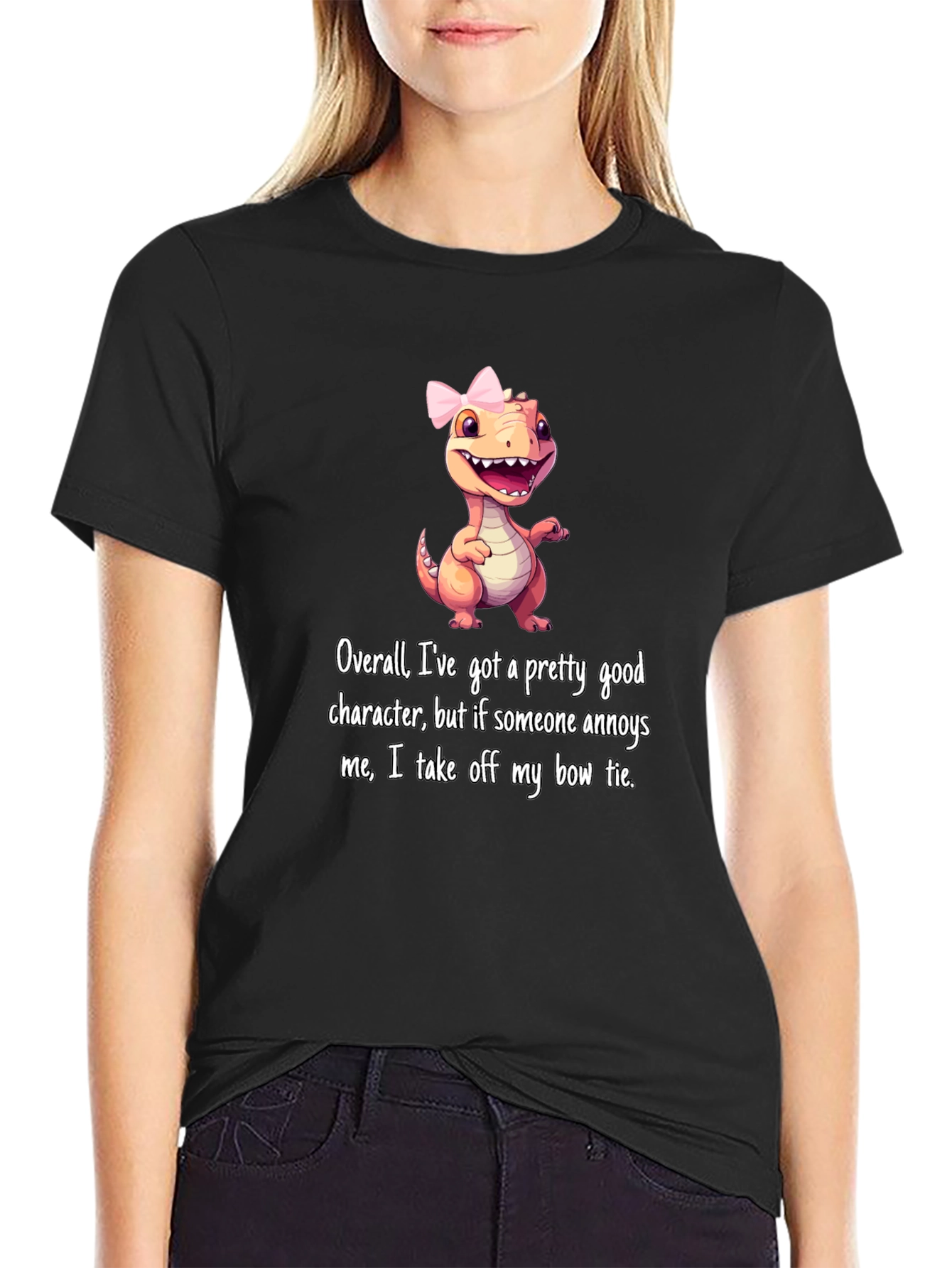 Dino Bow Tie T-Shirt: Good Character But...