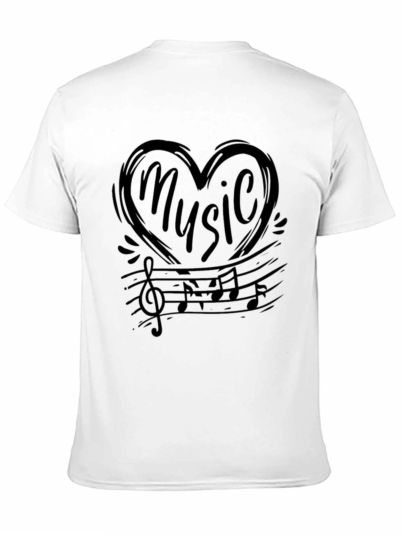 Music Lover T-Shirt - Heart Treble Clef Notes