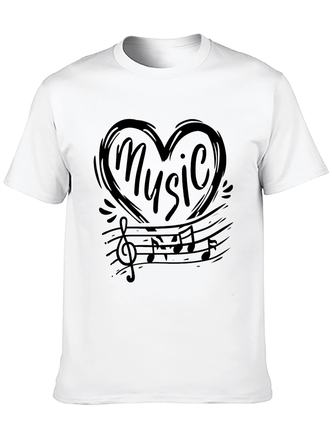 Music Lover T-Shirt - Heart Treble Clef Notes