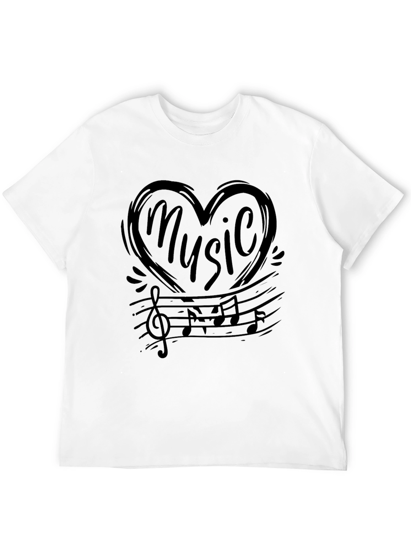 Music Lover T-Shirt - Heart Treble Clef Notes