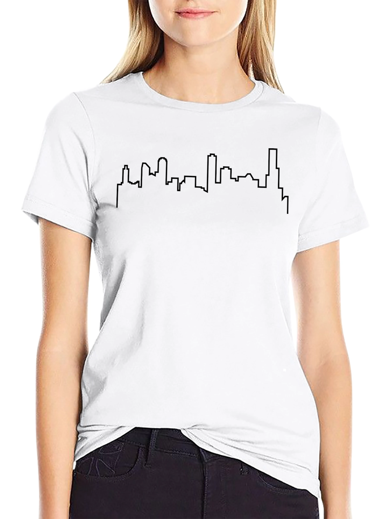 Modern Skyline Graphic Black T-Shirt