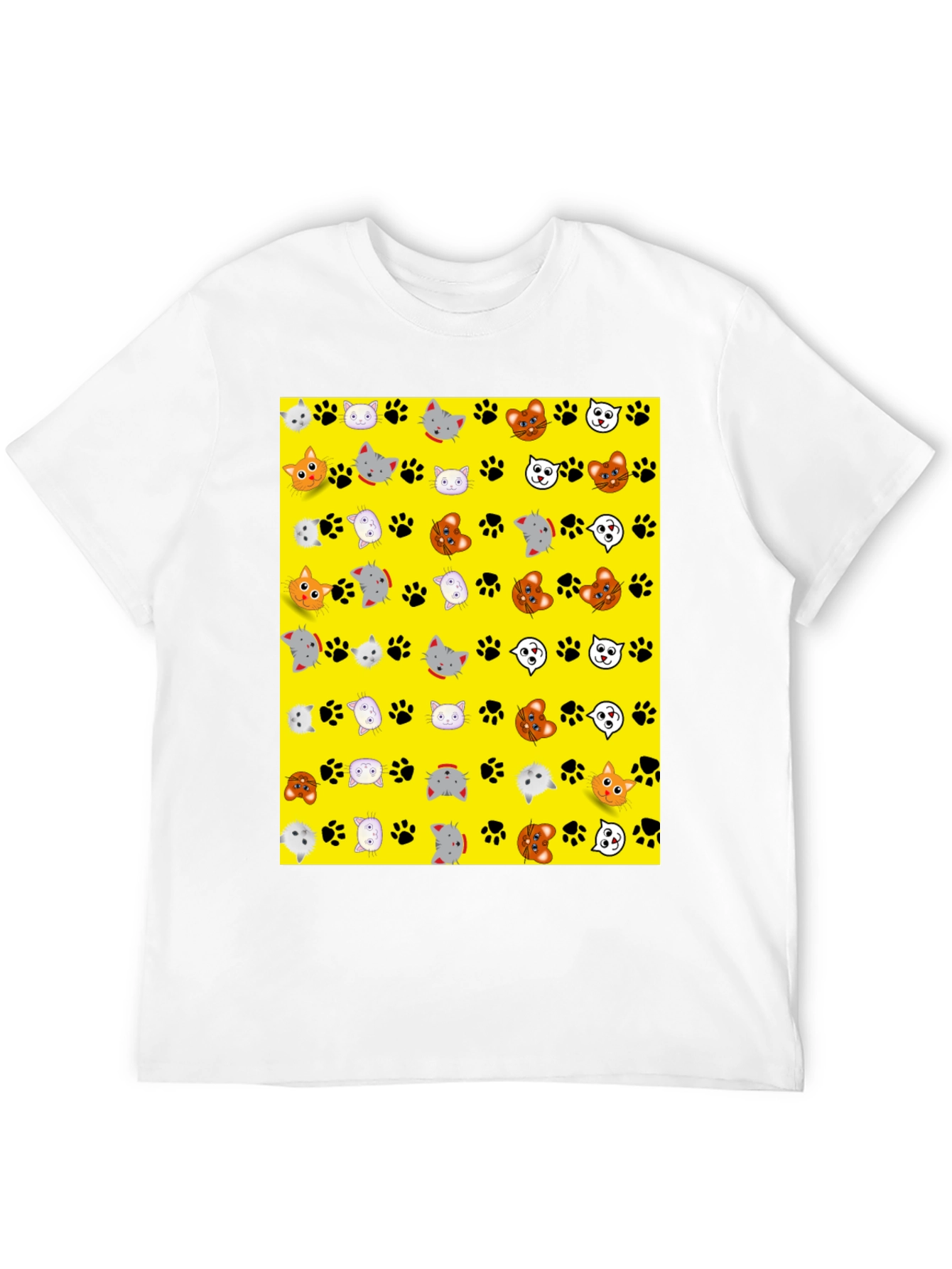 Cat Faces & Paw Prints T-Shirt