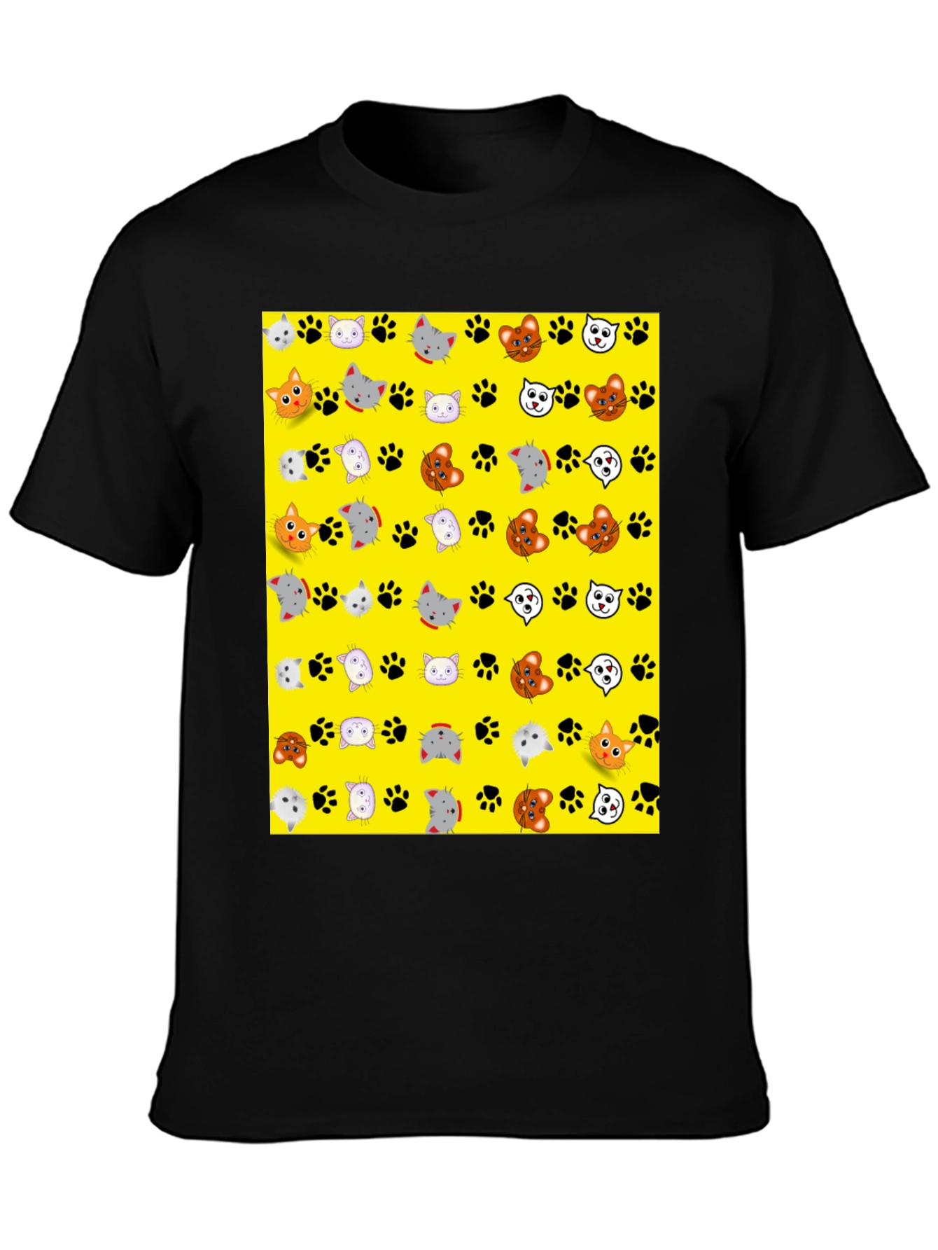 Cat Faces & Paw Prints T-Shirt